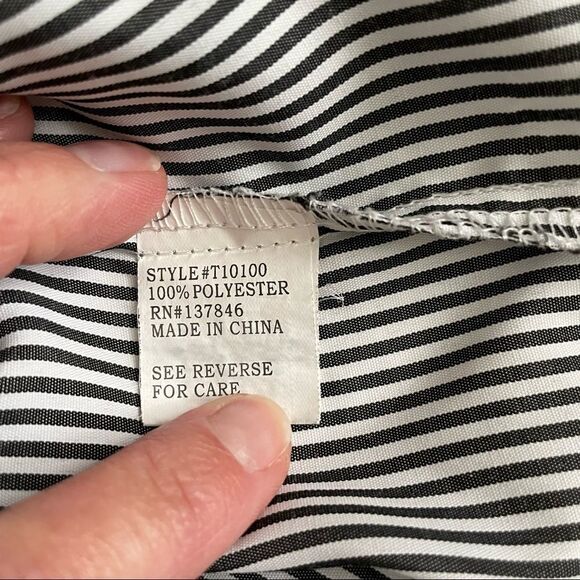 KONTROL Off the Shoulder Navy & White Striped 3/4 Sleeve Blouse Size Medium - Picture 7 of 10